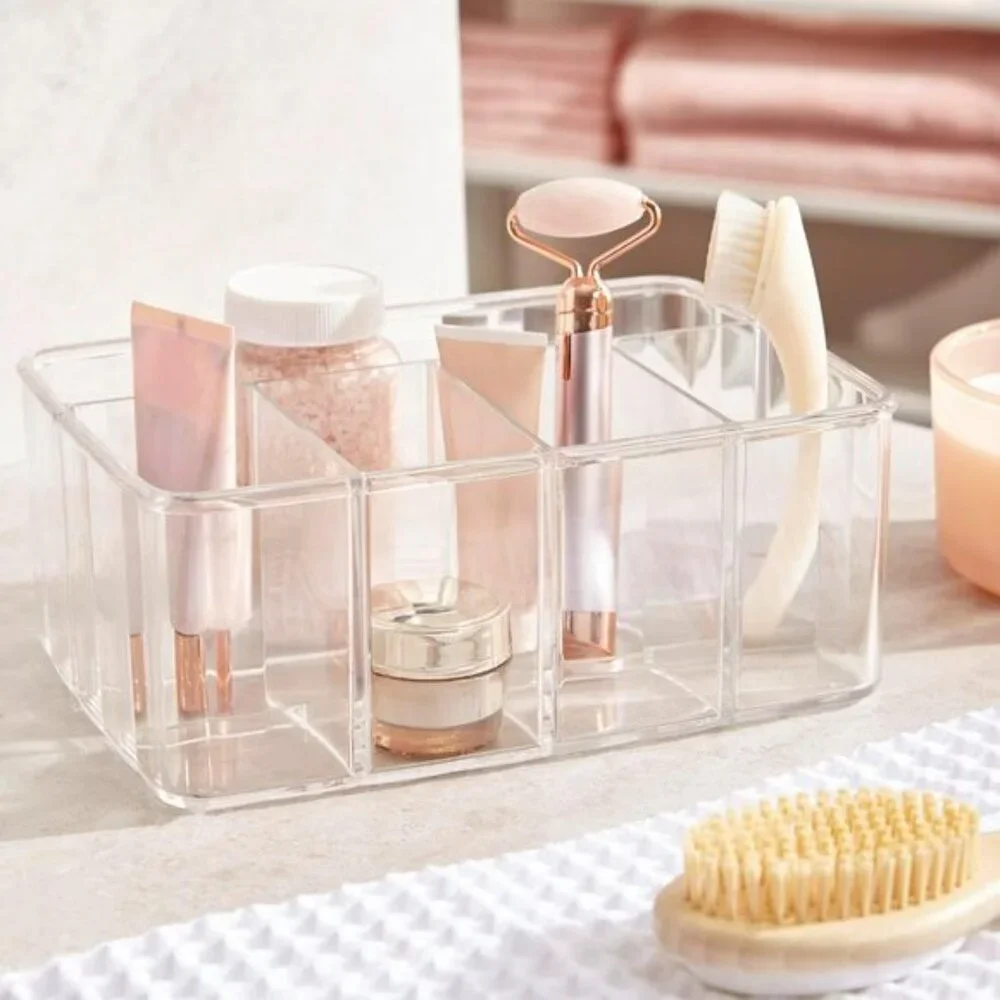 New Clear 5-Compartment Organizer, Makeup, Vanity & Desk Storage Bin Caddy